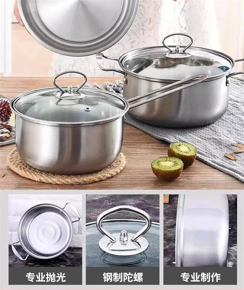 Stainless Steel Cookware Set – Soup Pot & Milk Pan