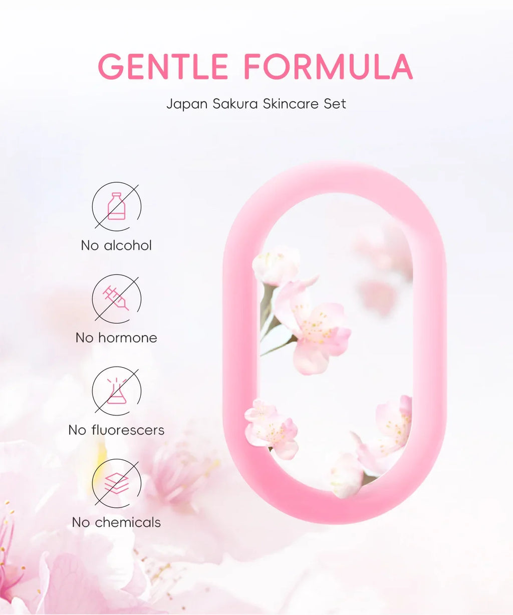 LAIKOU Sakura Skincare Gift Set – Brightening Serum, Eye Cream & Essence Cream 3-Piece Box