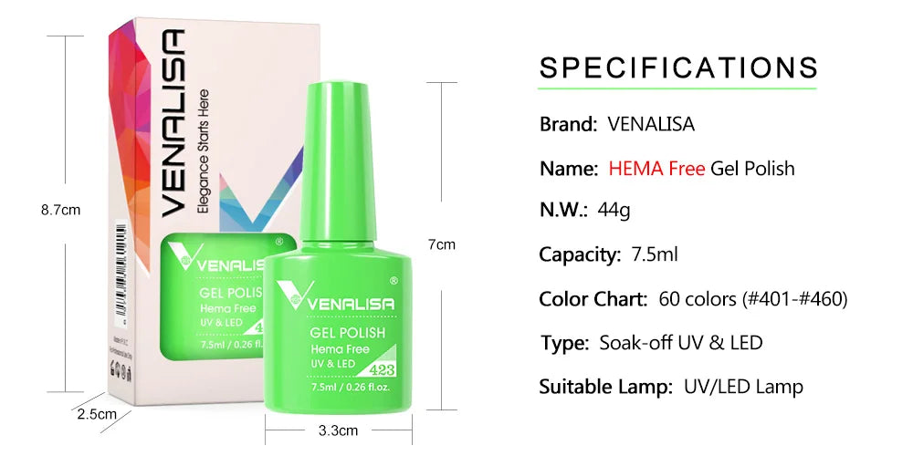 Venalisa VIP4 Gel Nail Polish 7.5ml — Soak Off UV/LED Long-Lasting Color