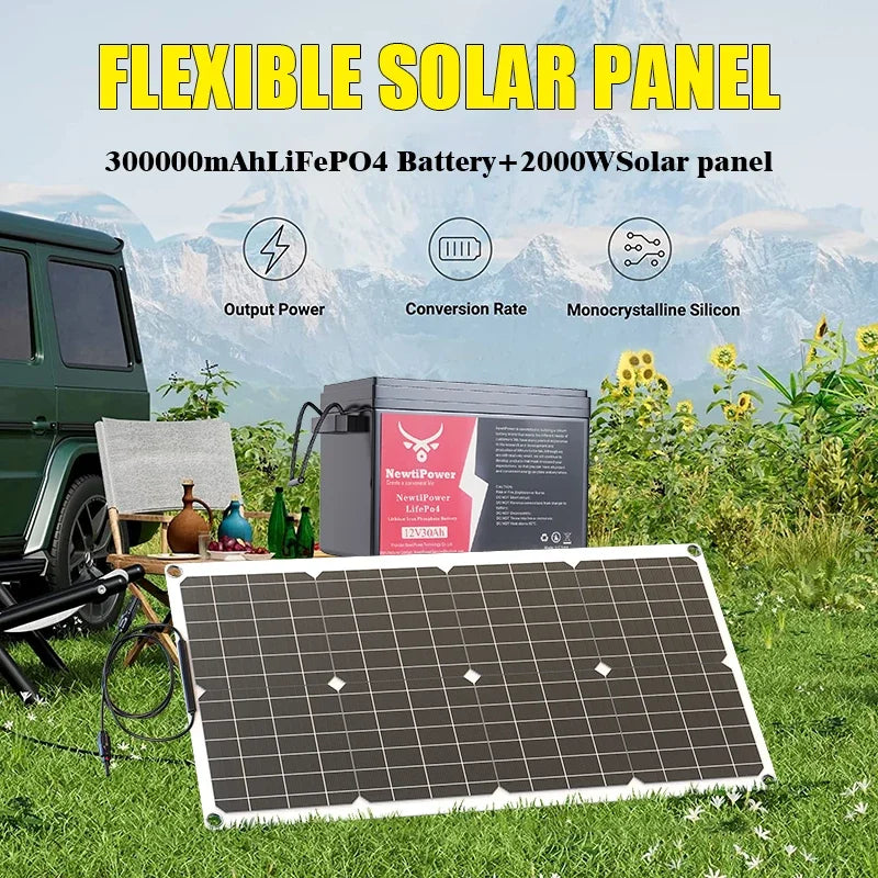 2000W Off-Grid Solar Complete Kit – 100A MPPT Controller, 110V/220V Inverter & LiFePO4 Battery