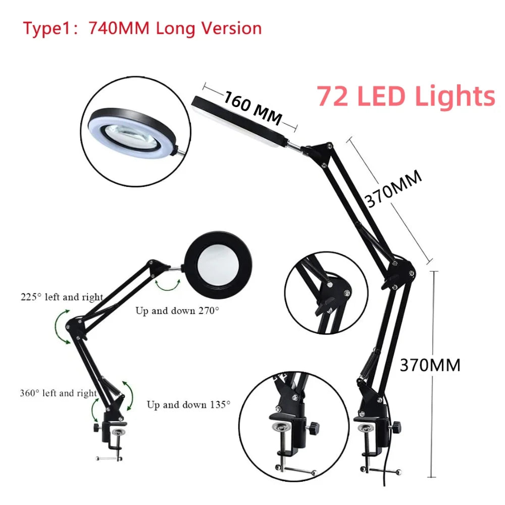 72-LED Illuminated Magnifier with 3-Color Lighting