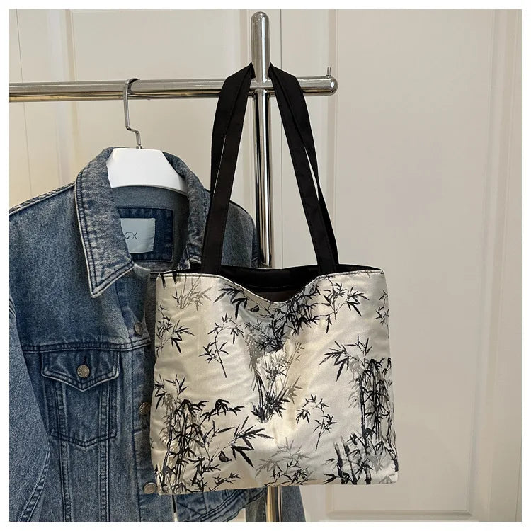 Floral Embroidery PU Tote Bag – Large Capacity Shoulder Crossbody Armpit Bag for Women