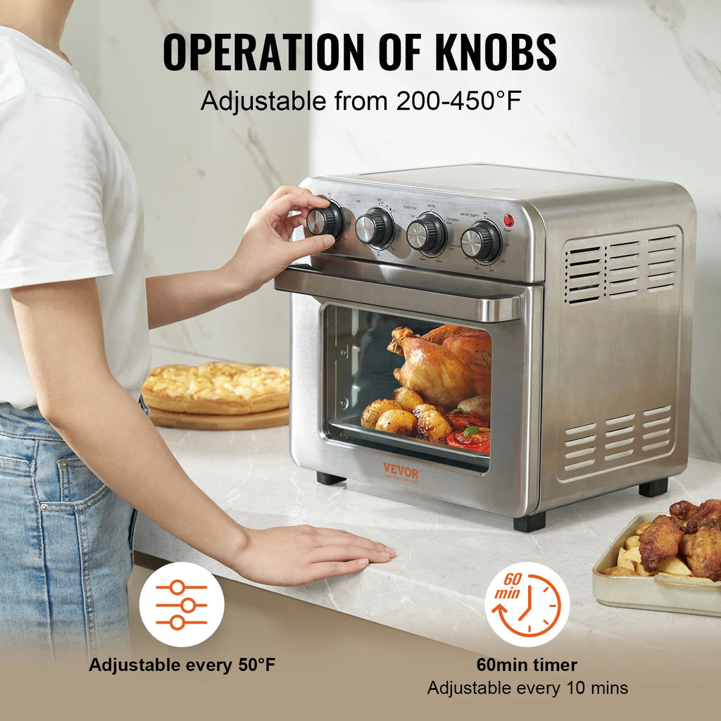 18L Air Fryer Toaster Oven 1700W — Stainless Steel Countertop Combo with Grill