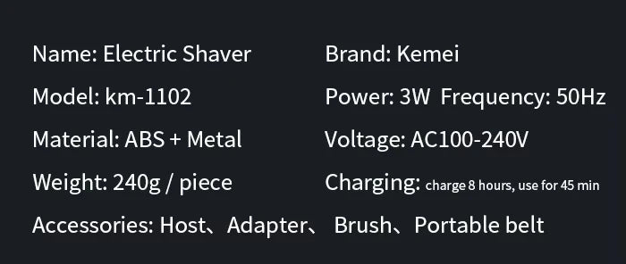 Kemei KM-2299 & KM-1102 USB Rechargeable Hair Clipper Kit – Rotary Motor, 180-Min Runtime