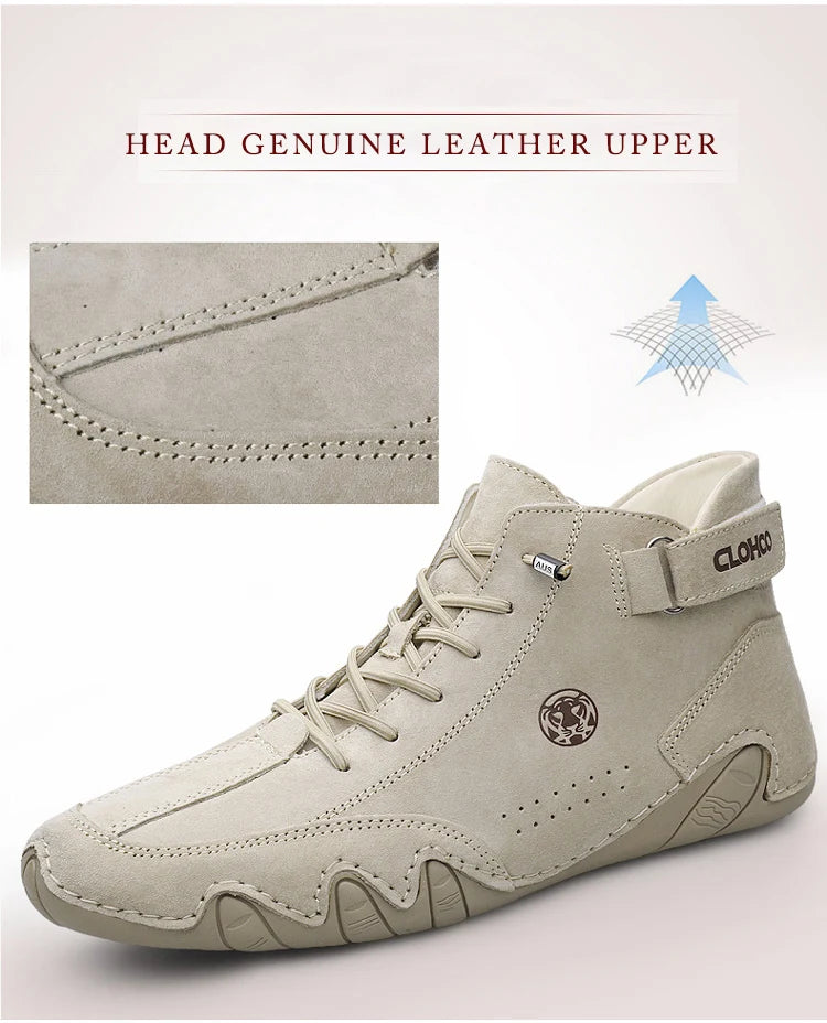 Men's Genuine Leather Lace-Up Ankle Boots