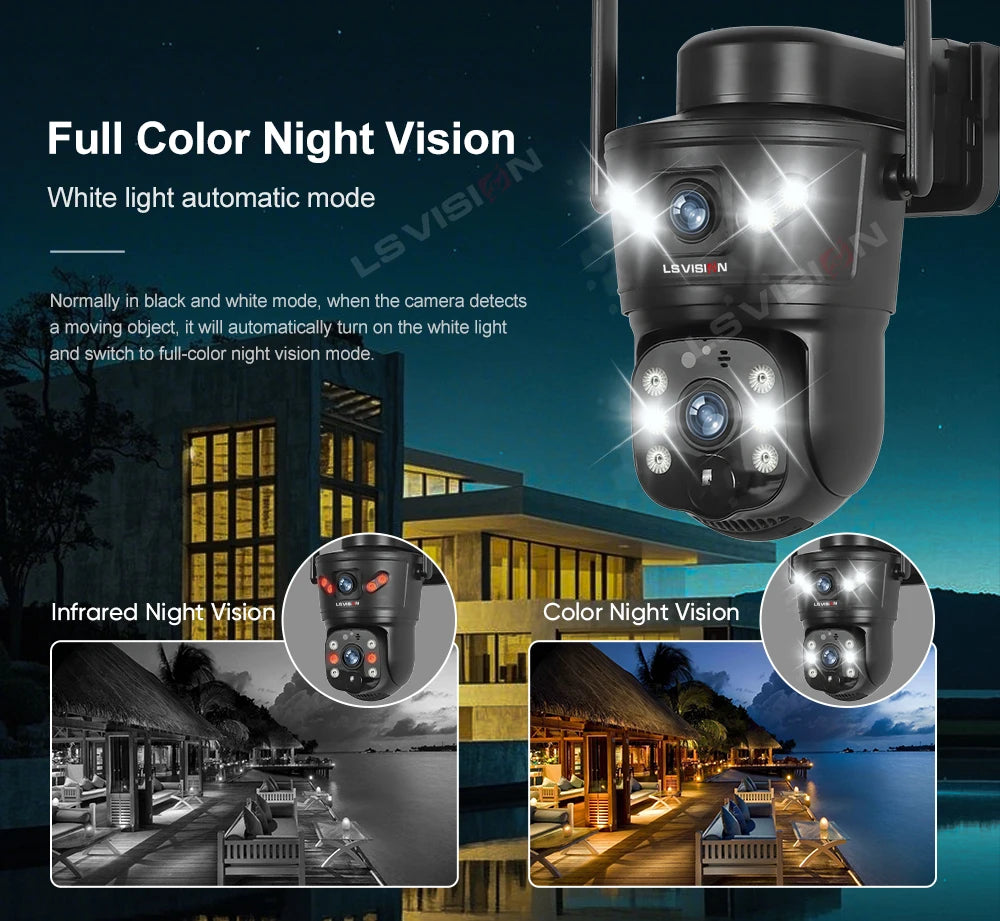 8MP Dual Lens Solar Security Camera – 4G/WiFi, PTZ 355°, PIR Human Detection, Night Vision | Outdoor CCTV