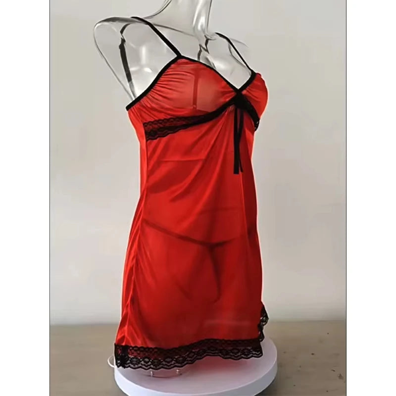 Women's Lace Suspender Nightgown | Sleeveless V-Neck Pajama Dress Multi-Color