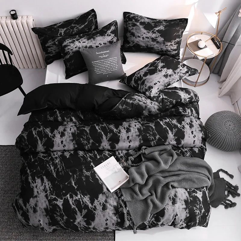 Black & White Duvet Cover Set – 200TC 3-Piece Bedding with 2 Pillowcases, 10 Sizes