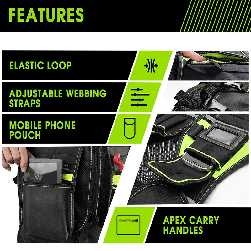 Heavy Duty Tool Vest – Multi-Pocket Work Vest for Electricians