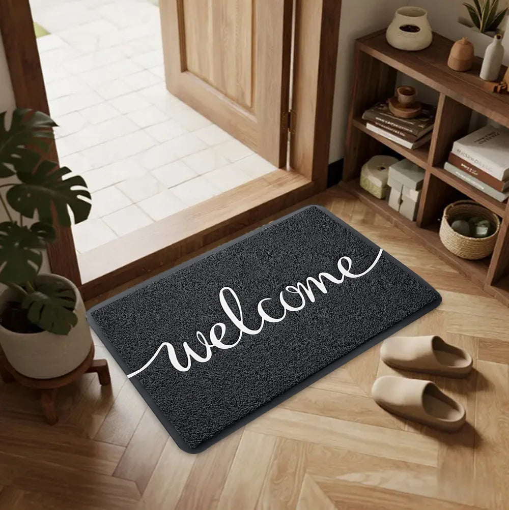 Minimalist Welcome Doormat – Elegant Handwritten Text Non-Slip Floor Mat for Home Decor
