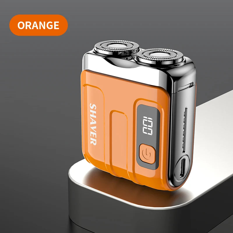 Mini Electric Smart Shaver – Digital Display, Dual Blade Rechargeable Beard Trimmer for Home & Car