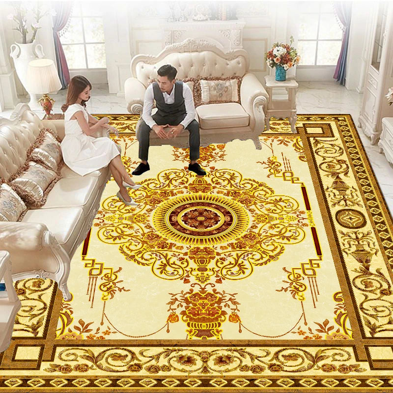 European Luxury Large Area Rug – Washable Non-Slip Carpet for Living Room & Bedroom