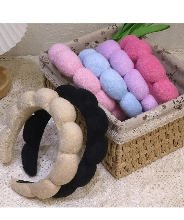 Puffy Spa Headband & Wristbands Set — Microfiber