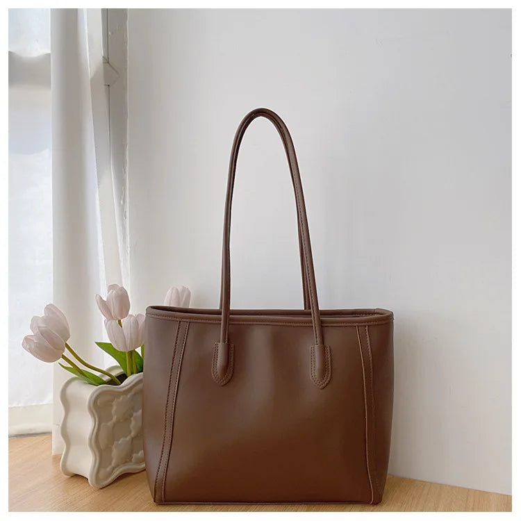 FXZLLQ Korean Style PU Leather Underarm Tote Shoulder Bag – Versatile Casual Handbag for Women Daily Use