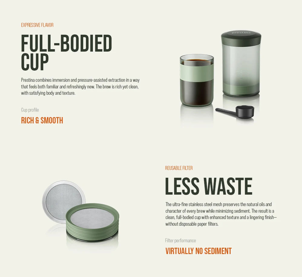Coffee Anywhere, Anytime — WACACO Prestina All-in-1 Portable French Press | Foldable Manual Brewer for Camping, Hiking & Travel