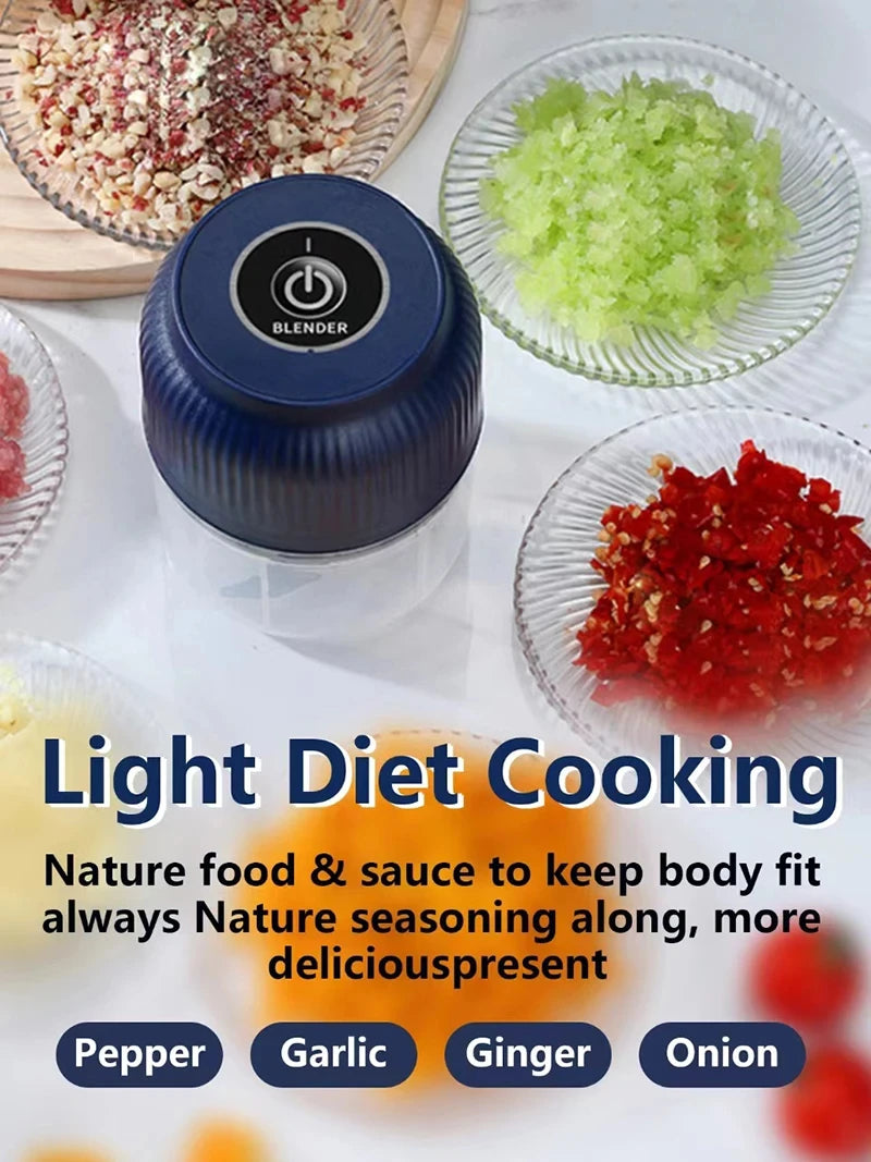 250ML Mini Wireless USB Vegetable Chopper & Garlic Crusher — Rechargeable Electric Food Chopper