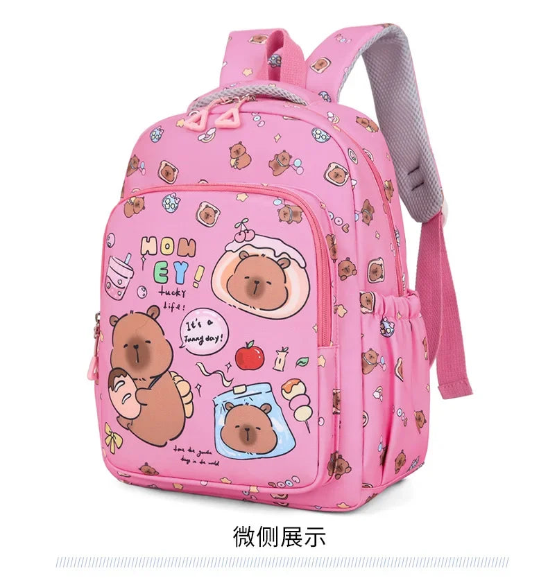 Capybara Backpack Set – Three-Piece Nylon School Set