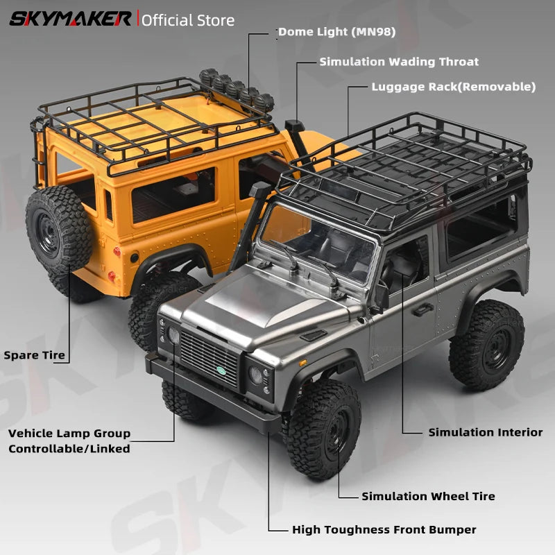 MN99S 1:12 Scale 4WD RC Rock Crawler Truck – Remote Control Off-Road Defender Car