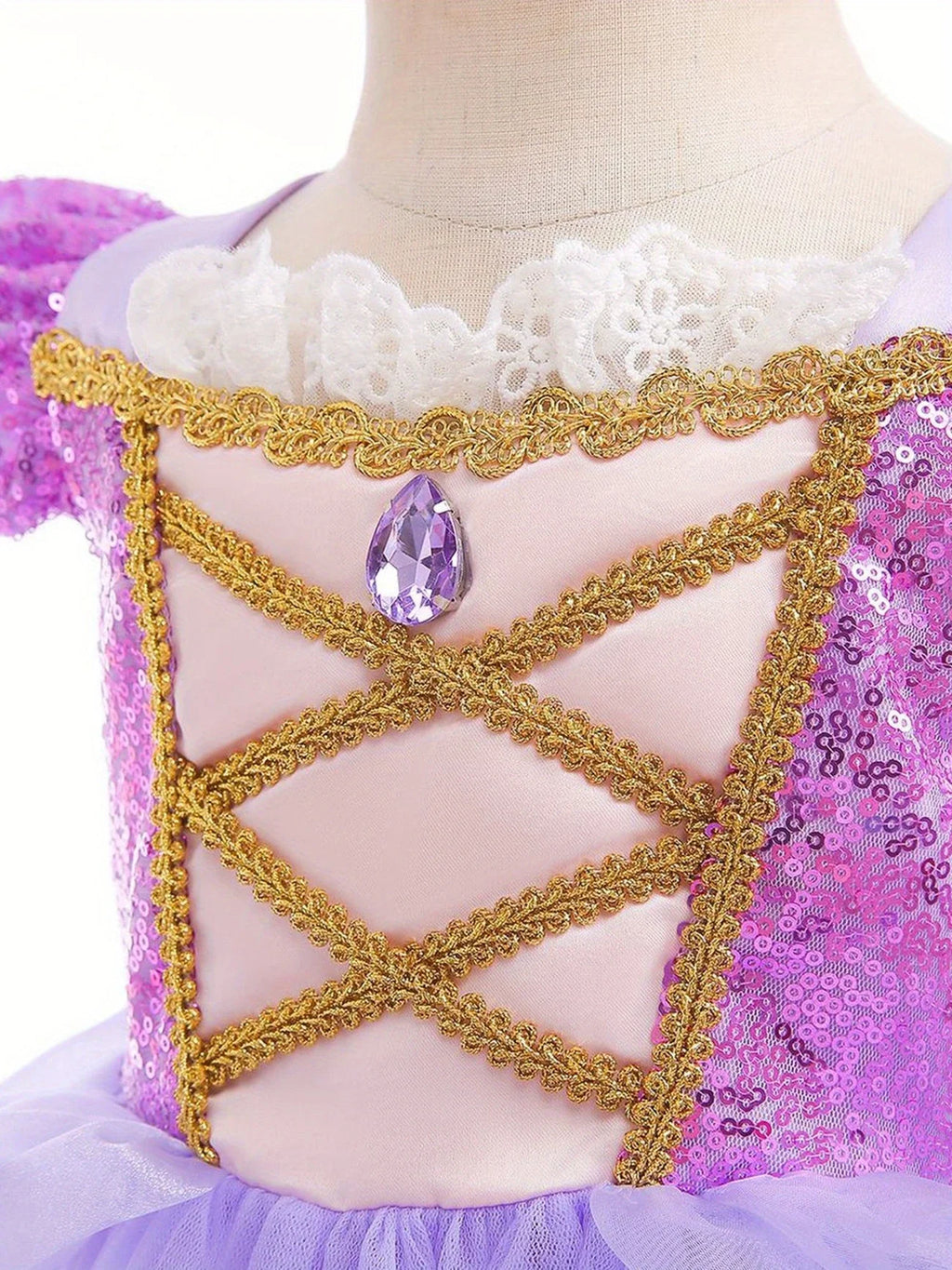 Girls Rapunzel Princess Costume Dress — Purple Puffy Halloween & Birthday Party Dress