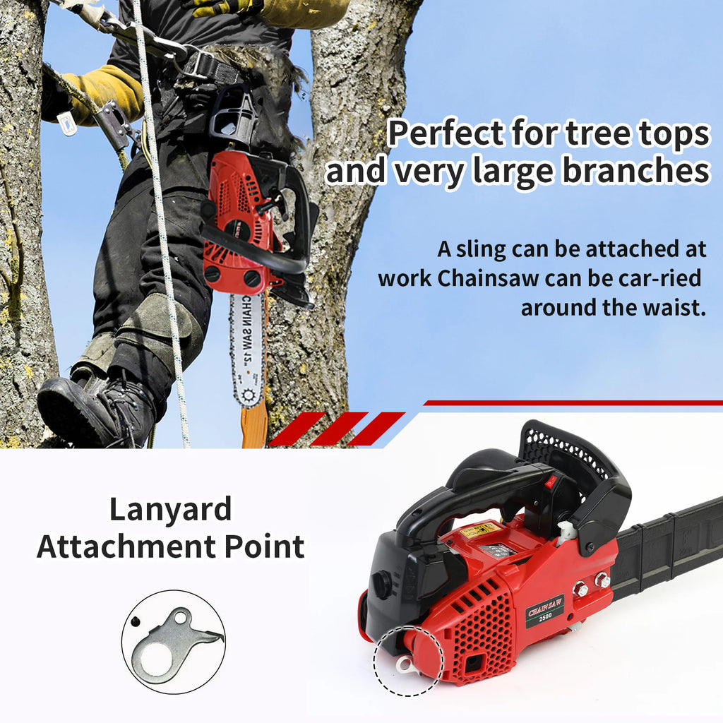 12-Inch Portable Gas Chainsaw — 1KW, 25.4CC, Lightweight for Tree & Branch Cutting