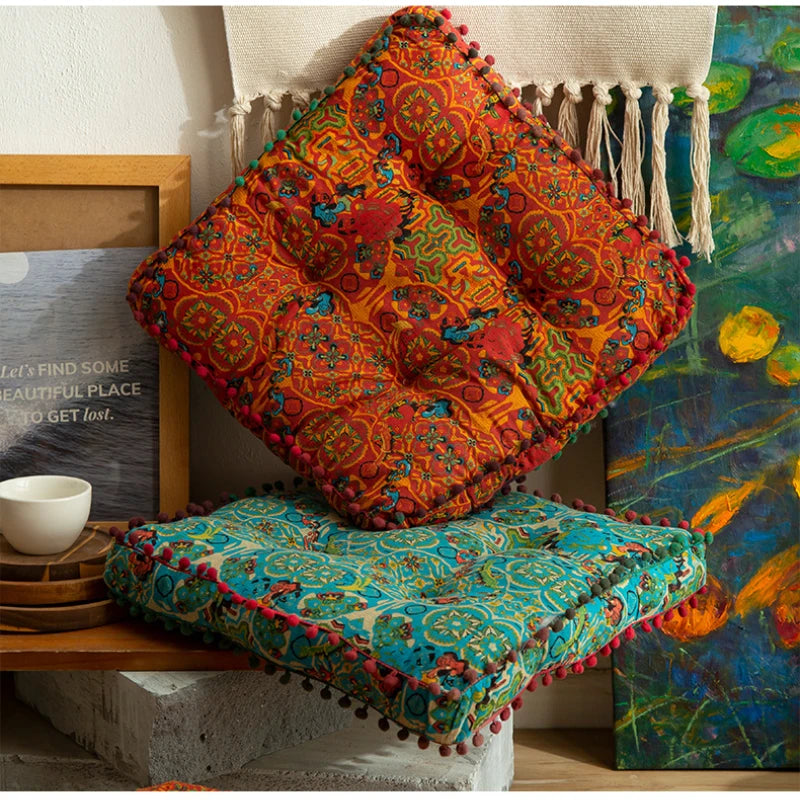 Bohemian Floor Cushion – Thickened Cotton Linen Moroccan Tatami Mat & Window Seat Pillow
