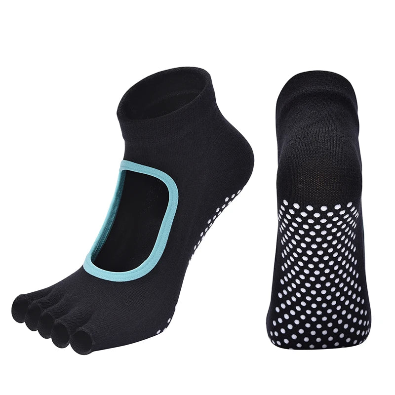 Women's Backless Yoga Socks – Cotton Five-Toe Grip
