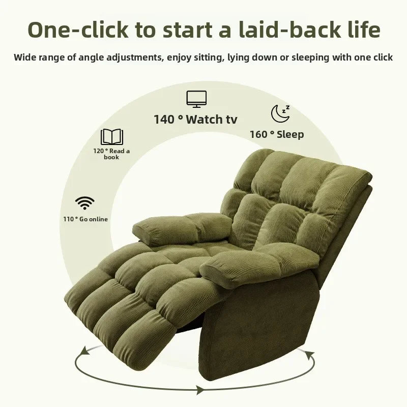 Five-Position Fabric Lounge Chair with Padded Arms