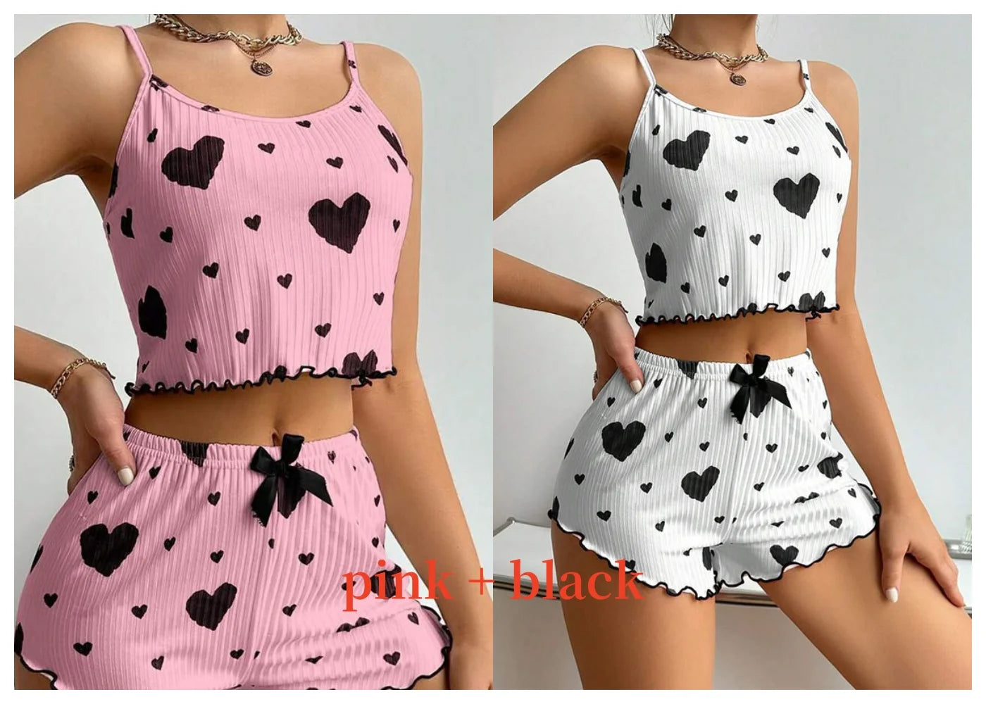 Women's 2-Piece Tank Top & Shorts Pajama Set | Soft Casual Love Print Sleepwear