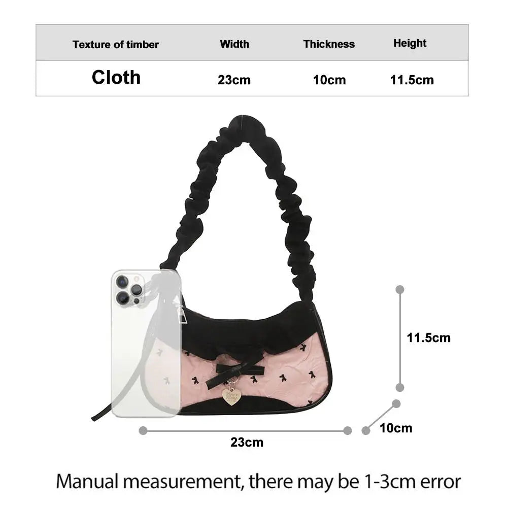 New Cute Checkered Handbags Sweet Lace Underarm Bag Bowknot Armpit Shoulder Crossbody Bag Y2k Fashion Casual Shoulder Bag