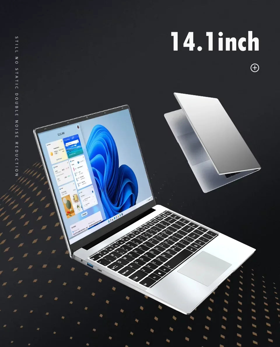 14.1" Intel i7 & Atom Dual-Processor Laptop – 12GB RAM, Up to 2TB SSD, Windows 11 Pro