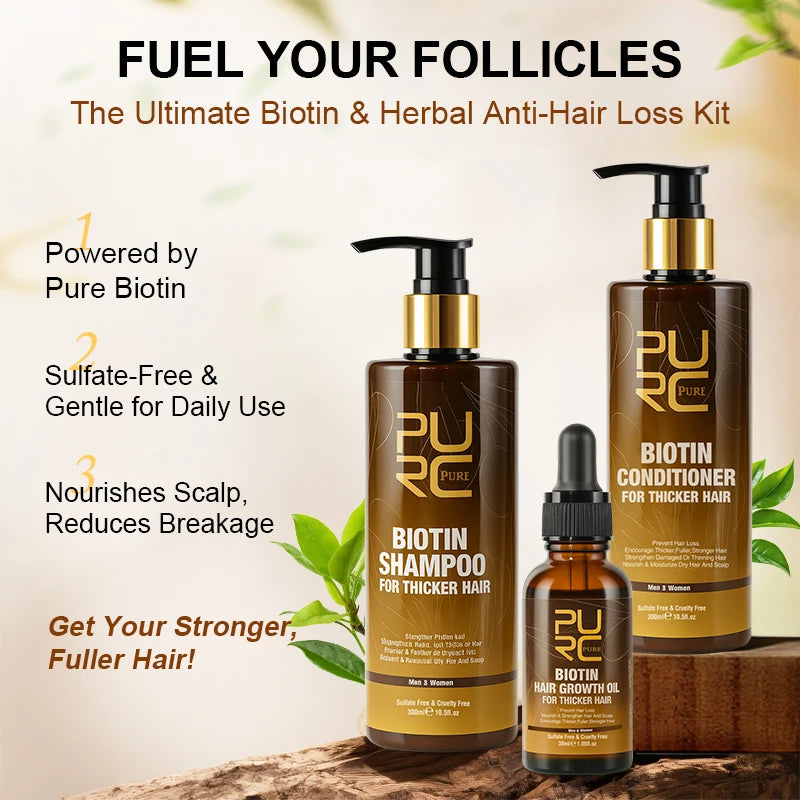 PURC Biotin Hair Growth Shampoo Anti Hair Loss Repair Damaged Frizz Argan Oil Scalp Treatment Hair Care Products
