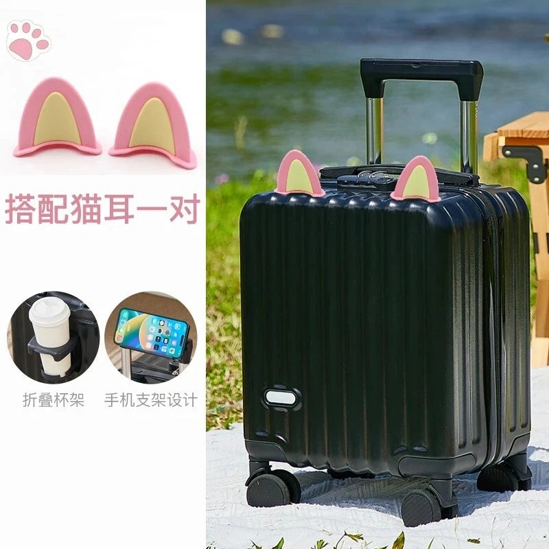 14" Lightweight Carry-On Boarding Suitcase with Cup Holder — Compact Travel Luggage