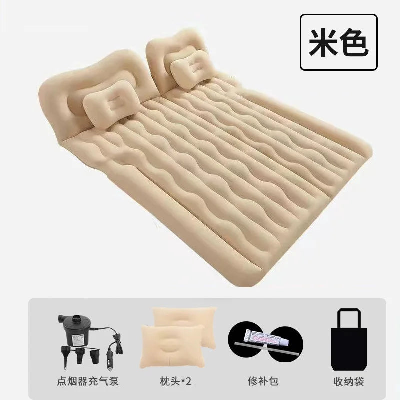 Car Inflatable Mattress – Soft Fabric Backseat Air Bed for Road Trips & Camping, Multiple Colors