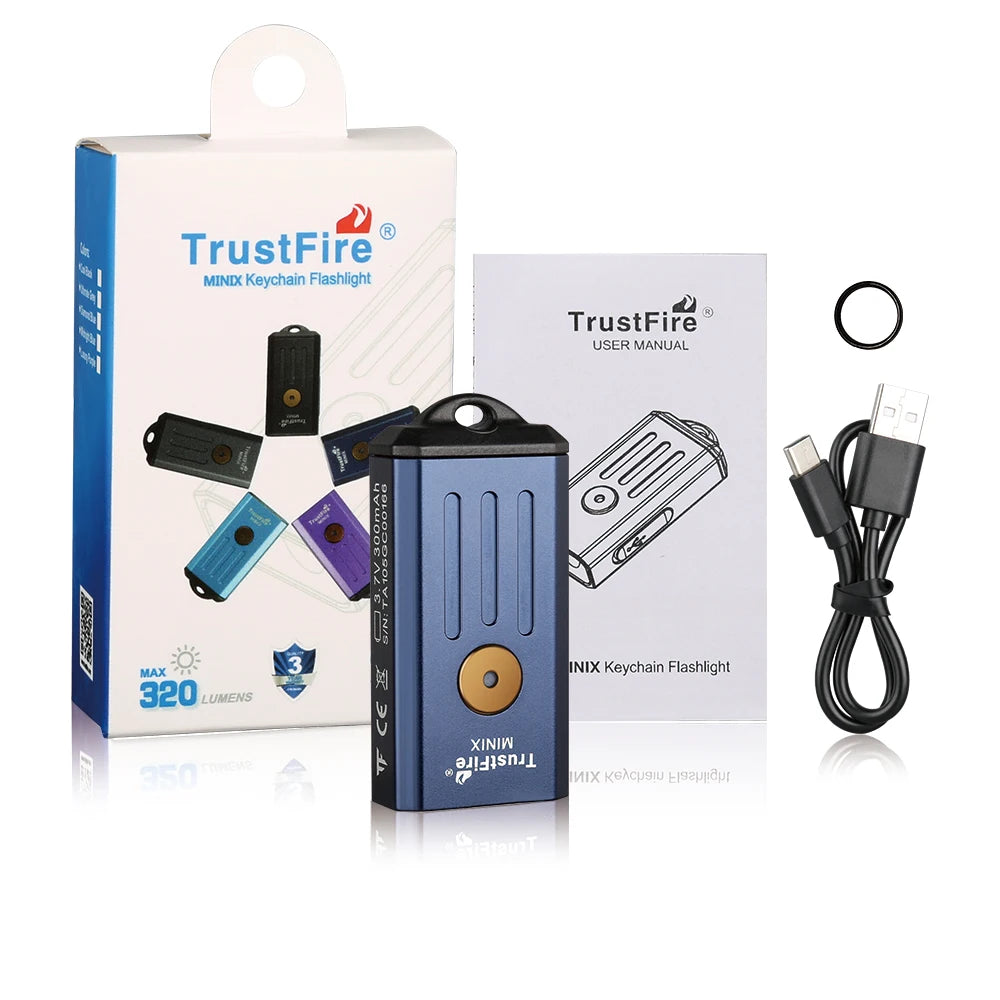 TrustFire MINIX – 320 Lumen Dual-Source Keychain EDC Flashlight, White + UV/Red, Type-C, IP66, Memory Mode