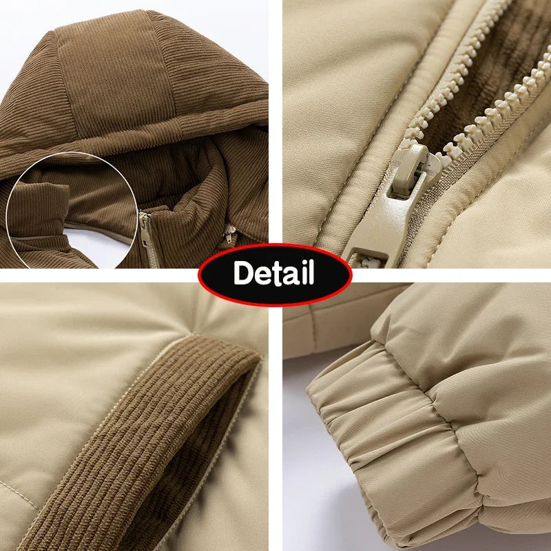 Men's Removable Hooded Windbreaker Parka Jacket – Warm Casual Outerwear for Autumn & Winter