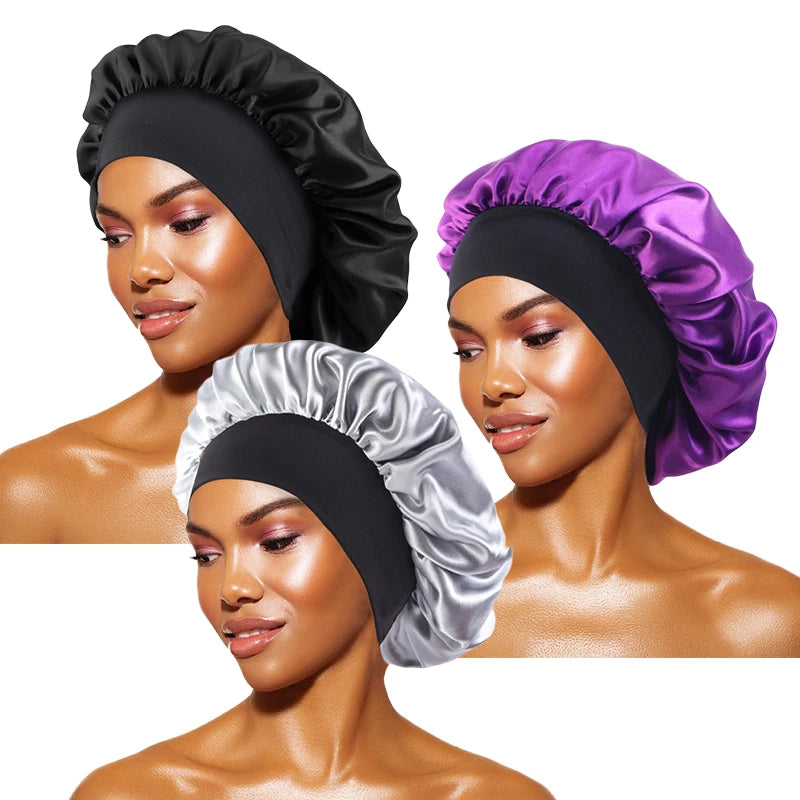 Satin Sleep Bonnet — Wide-Brim Hair Care Cap