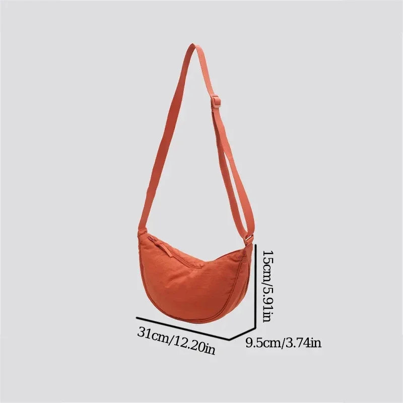 Nylon Dumpling Shoulder Bag – Large Capacity Women's Travel & Commuter Bag in Solid Colors
