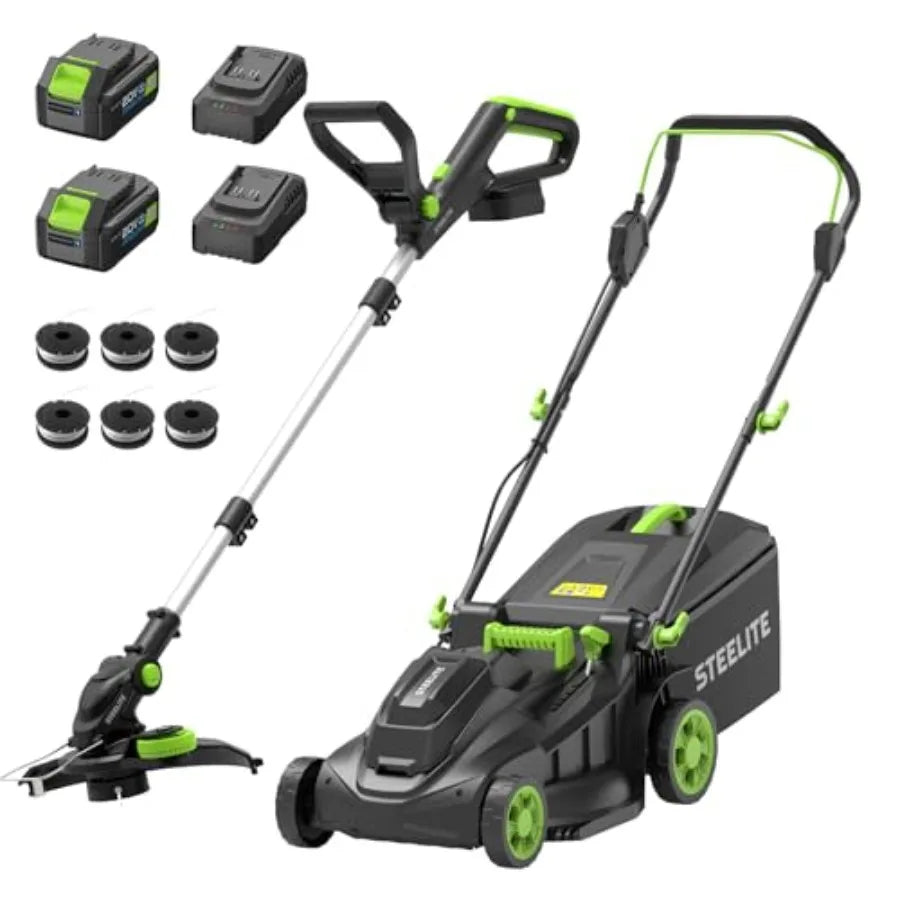 40V Dual-Battery Lawn Mower & String Trimmer Combo | Lithium-Ion, Extended Runtime, Residential Use