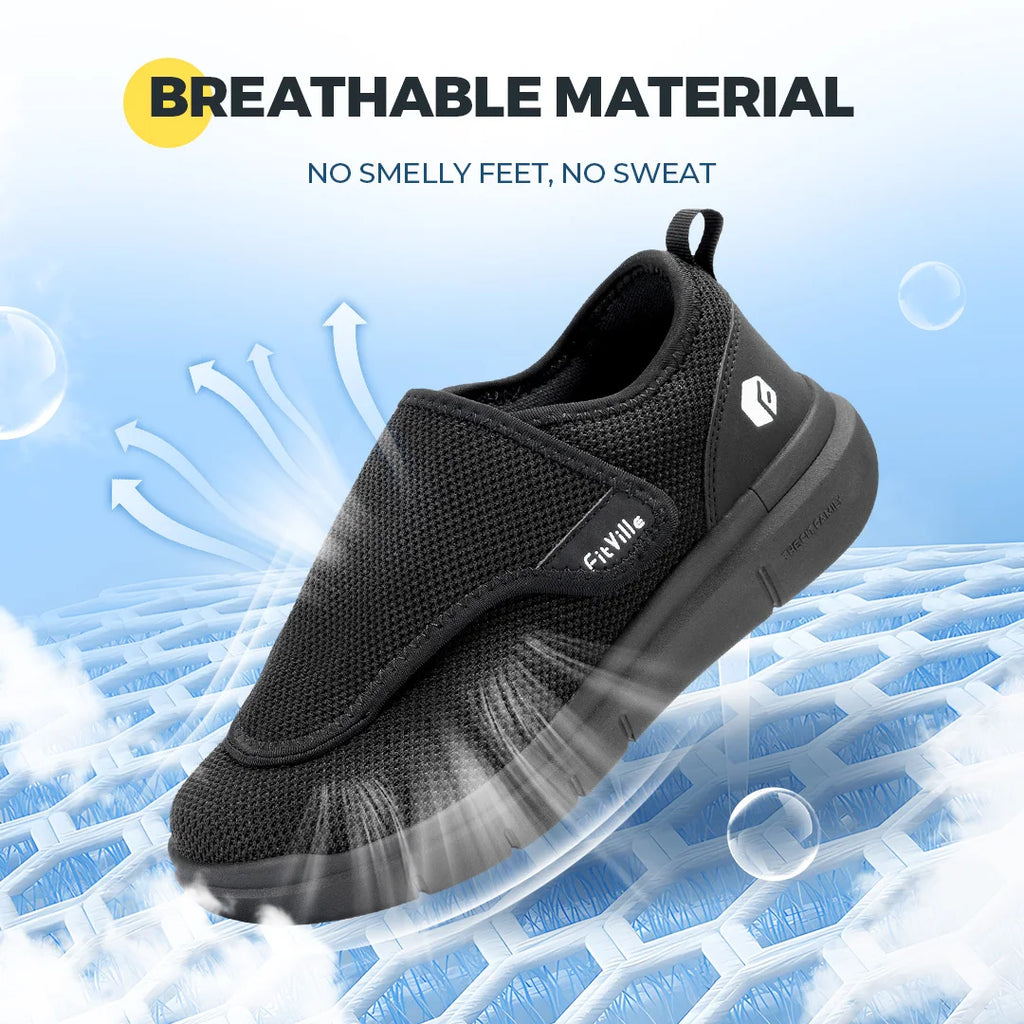 Men's Extra Wide Adjustable Diabetic Walking Shoes – Orthopedic Elderly Foot Pain Relief for Swollen Feet