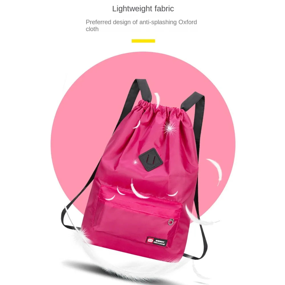 INS Fashion Drawstring Backpack – Waterproof Nylon School Bag Large Capacity for Women