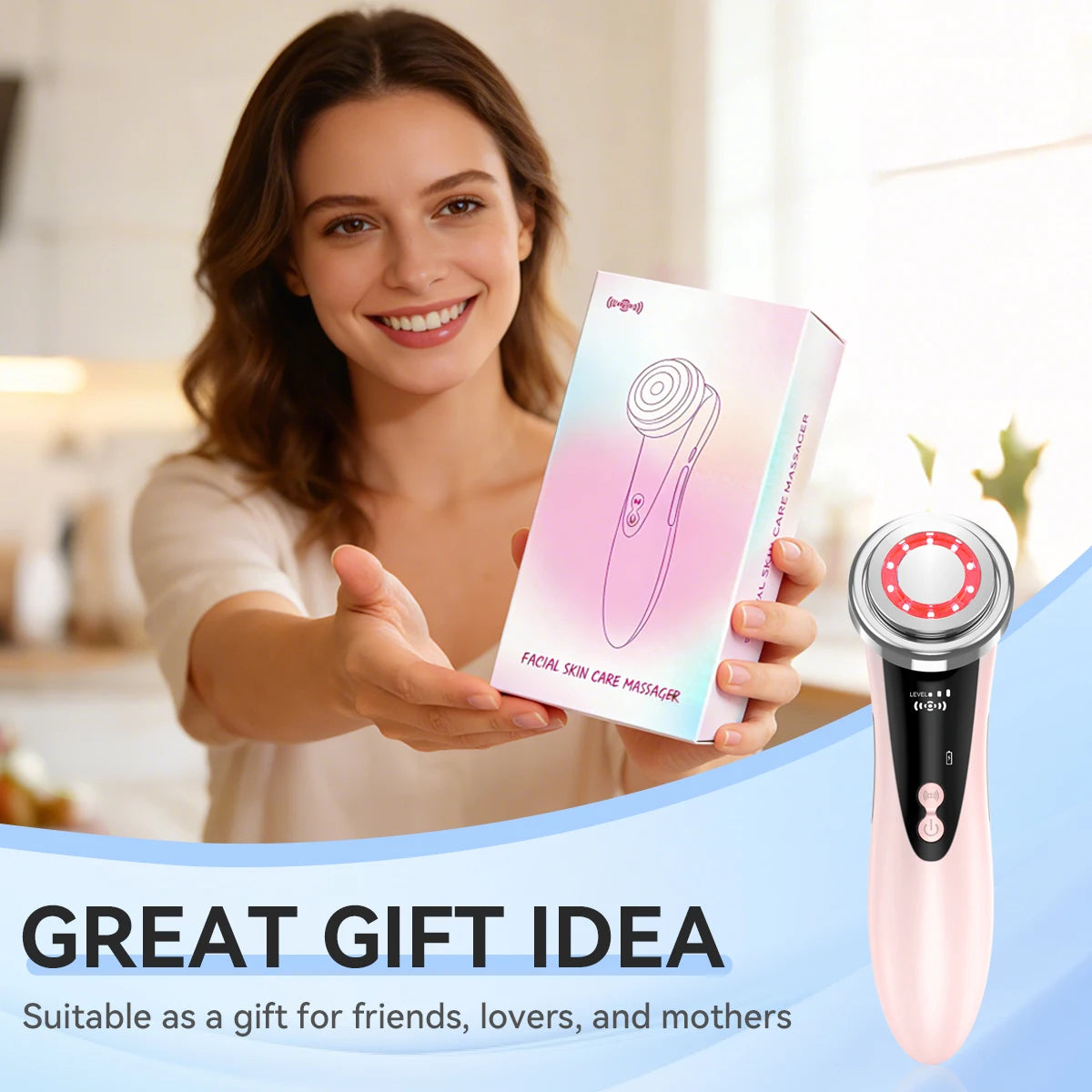 EMS Microcurrent Facial Massager – Portable Daily Skin Tightening, Lifting & Firming Beauty Device