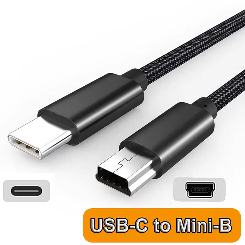 USB-C to Mini USB Adapter Cable – Type-C to Mini-B Charging & Data Cable for Camera MP3 MacBook
