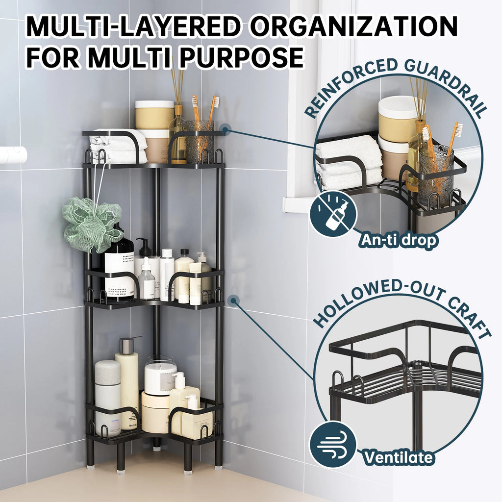 Bathroom Corner Shelf — Multi-Layer Freestanding Storage Rack for Shower & Bath Supplies
