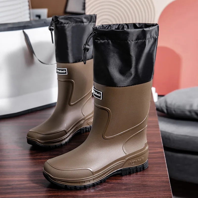 Men's Mid-Calf PVC Rain Boots with EVA Insoles