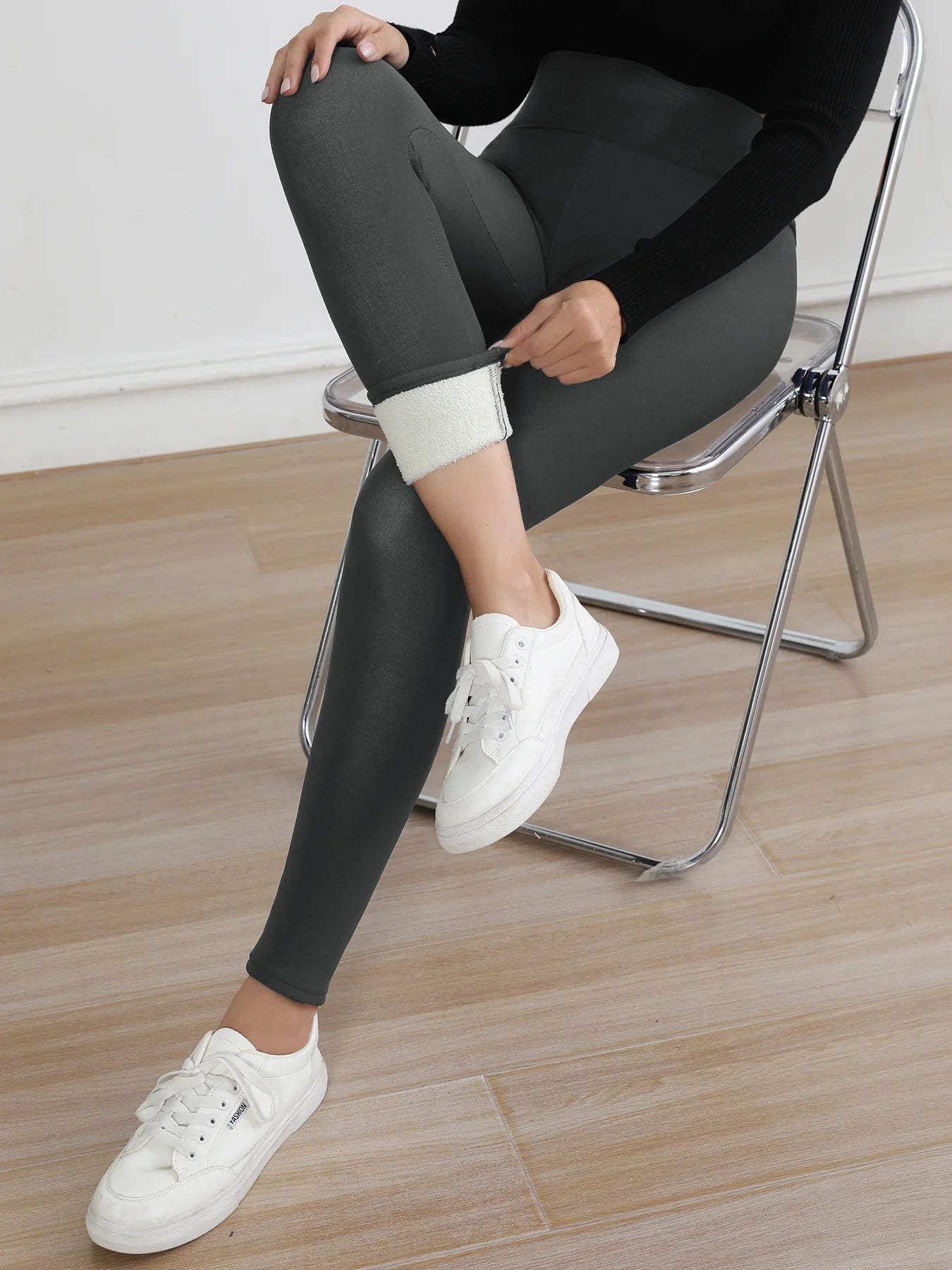 Women's Fleece Velvet Leggings – Warm Thickened High Waist Tights for Autumn & Winter
