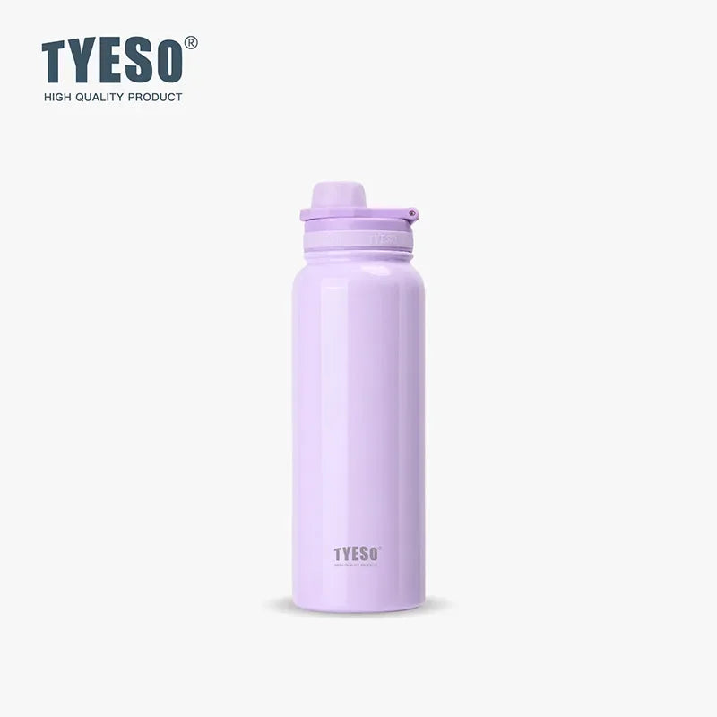 TYESO 304 SS Vacuum Thermos Bottle – Wide Mouth, Leakproof, 6–12Hr, 600–1200ml, 10+ Colors, Optional Cup Bag