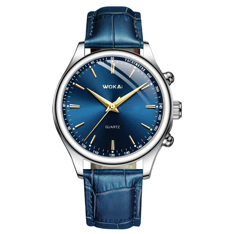 Men's Moon Phase Chronograph Quartz Watch | Luminous Leather Strap Luxury Sport Wristwatch