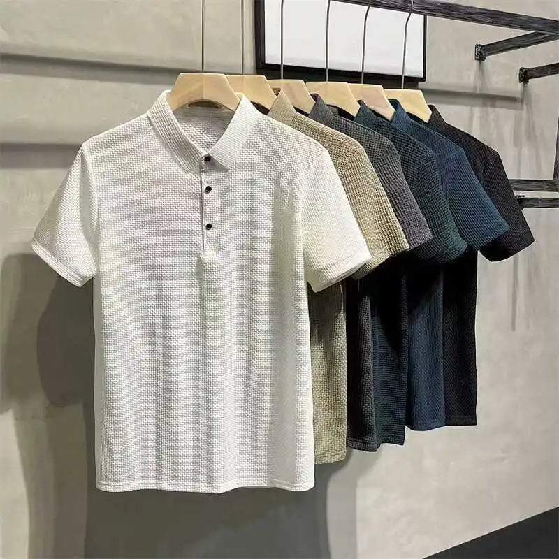 Men's Ice Silk Breathable Polo Shirt — Business Casual Short Sleeve Summer Top