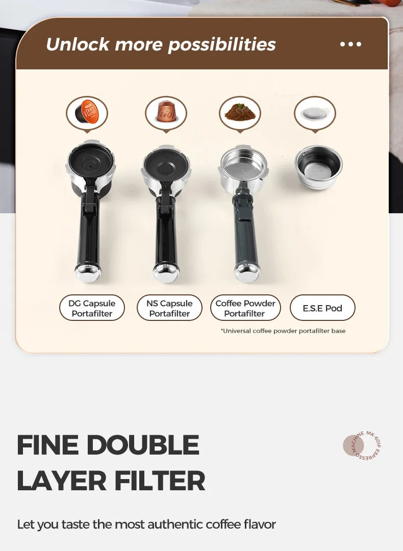 Cafelffe 4-in-1 Coffee Maker – 19 Bar Espresso Machine, Dolce Gusto & Nespresso Capsule, ESE Pod & Ground Coffee