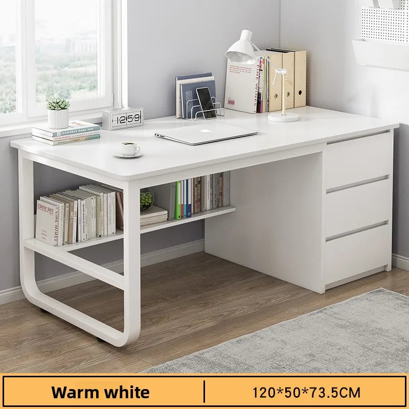 Modern Desk with Integrated Bookshelf — Student Writing Desk, Home Computer Desk & Bedroom Study Table